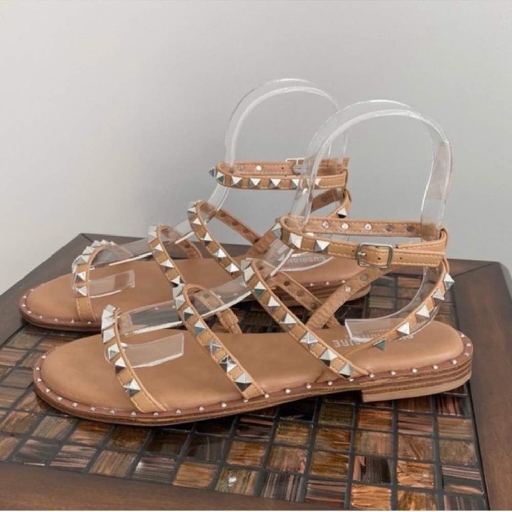 Cushionaire Talia Nude Studded Strappy Sandals